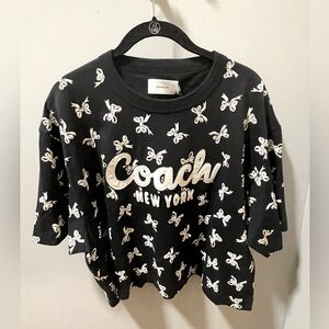 Coach Black Bow Print Cropped Shirt | Cotton